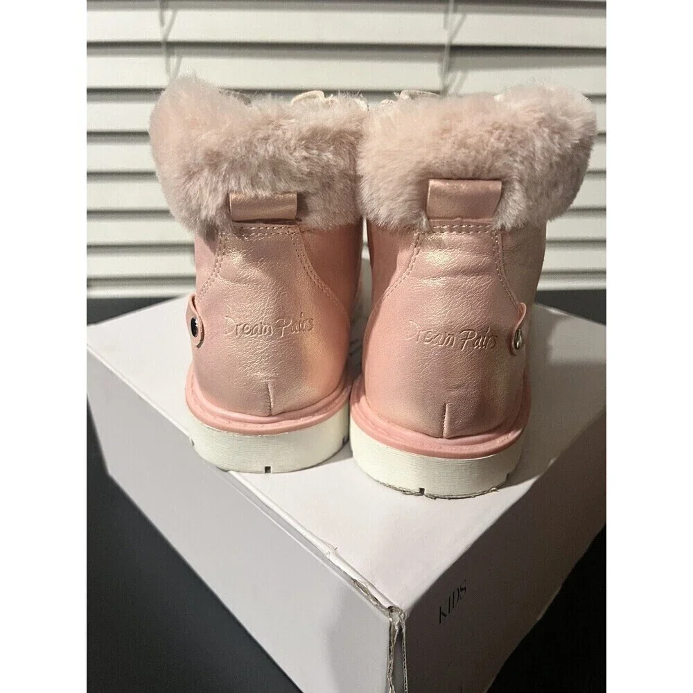 DREAM PAIRS Kids Girls Boys Ankle Booties Side Zipper Fashion Warm Snow Boots 4
